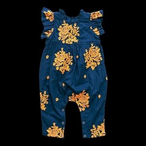Pink Chicken Navy and Gold Floral Bodysuit